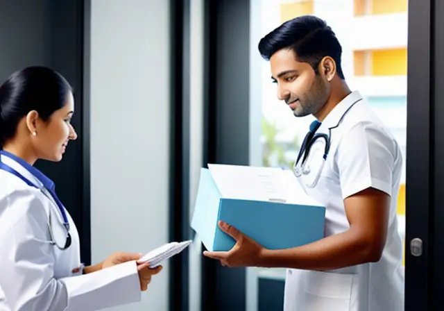 Person delivering medical documents to an INSS office